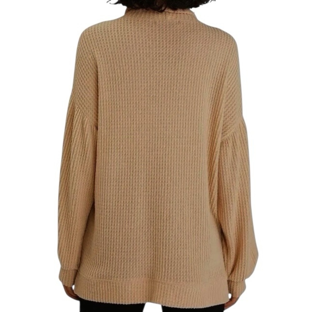 Sanctuary Womens Feel The Love Maple Tan Turtle Neck Waffle Tunic Top Shirt NWT - Picture 2 of 13